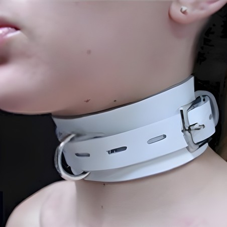 Collier minerve bondage premium cuir blanc