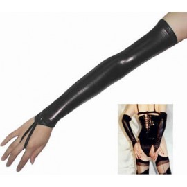 Sexy gants sans doigt Latex-spandex Noir