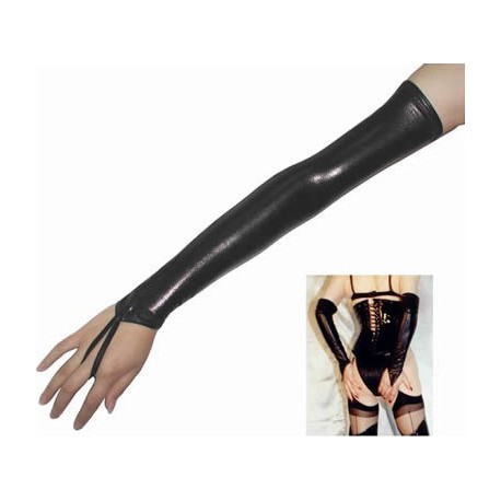 Sexy gants sans doigt Latex-spandex Noir