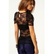 Top Dentelle Florale Noir