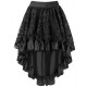 Jupe asymétrique noire satin et dentelle