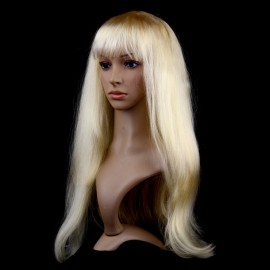 Perruque cheveux longs blonds à frange
