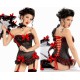 black and red lace up corset