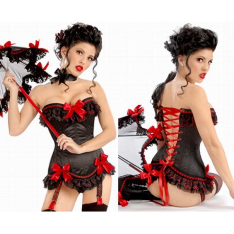 black and red lace up corset