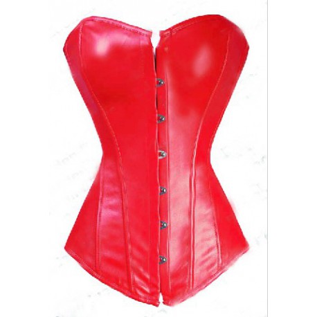 Corset simili cuir rouge