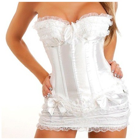 Corset sexy et jupette blancs